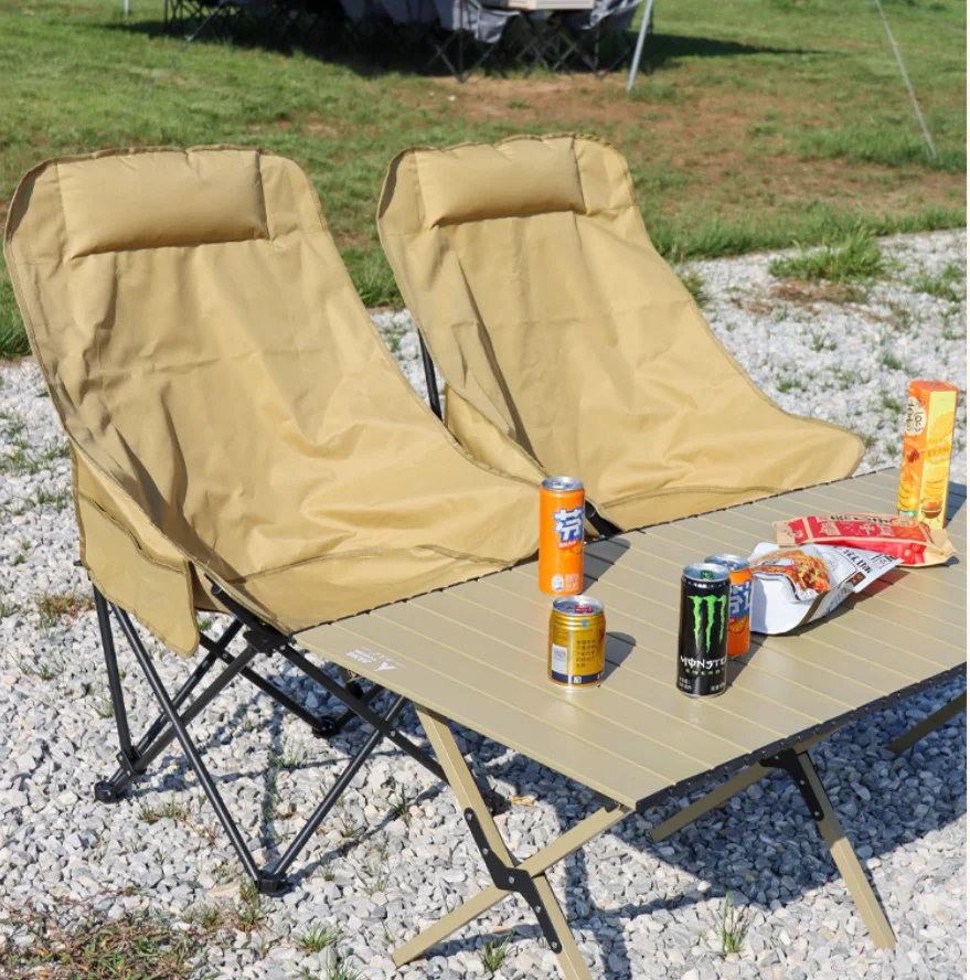 [US Stock] Upholstered Folding Chair Space Saving 4 Piece Per Set Easy To Carry Beige Cushion With White Shelf Fast Ship From US