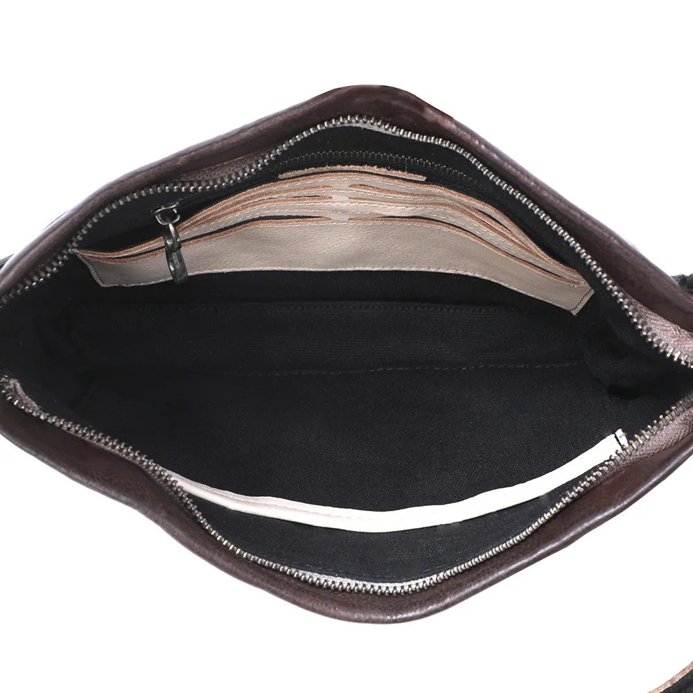 Echte Leder-Umhängetasche für Herren, Clutch-Tasche, modische Brusttasche aus Rindsleder, pflanzlich gegerbtes Leder, handgefärbt – Detail 22