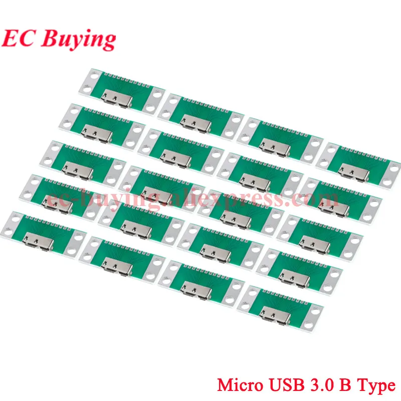 2-20Pcs Micro-B USB 3.0 Micro B Type-B Adapter Test Board USB3.0 11pin Female Socket Connector Board Convertor Plate PCB SOP10