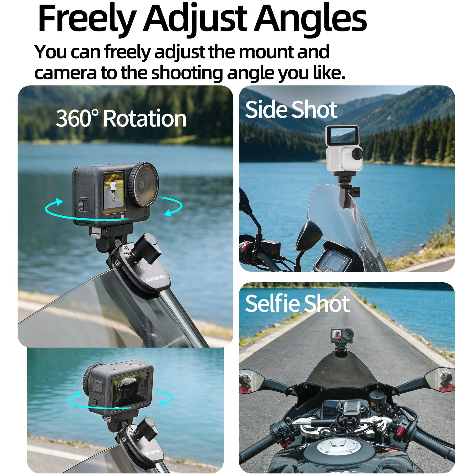 Magnetic Windshield Clamp For DJI OSMO 360II/Osmo 360/Action Series/Nano/Insta360 Series/GO Ultra Aluminum Alloy Motorcycle Clip