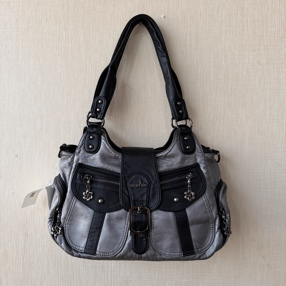 

Angel kiss Women Handbag Top-handle Shoulder Bag Leopard PU Dumpling Pack Multi-pockets Shoulder Bags Phone Money Pack