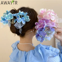 AWAYTR Flower Hydrangea Hairpin Artificial Floral Hair Clips Valentine Headwear Girl Hair Accessories Mother's Day Gift