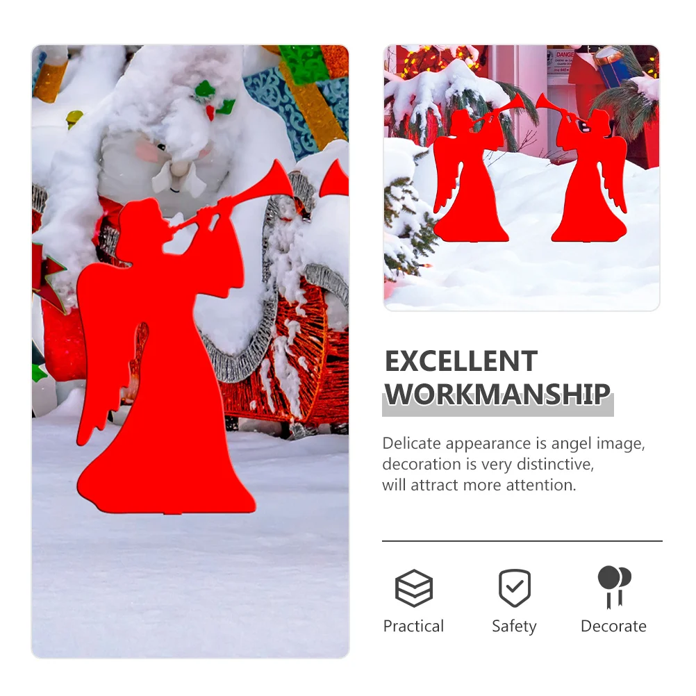 

2Pcs Angel Garden Signs Christmas Yard Decorations Durable Acrylic Lawn Ornament Ground Inserted Yard Stake Decor Xmas Outdoor