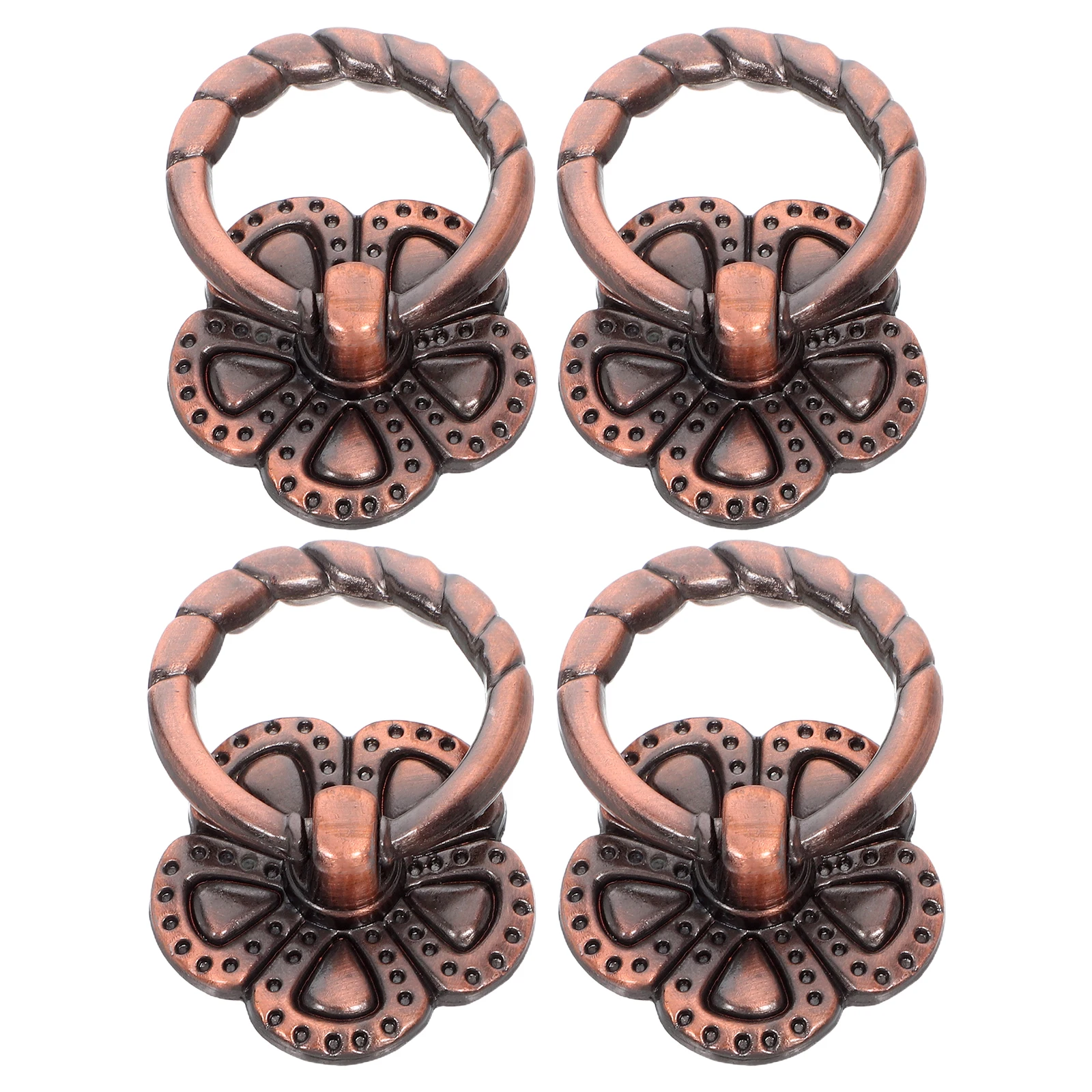 4 قطعة درج زهرة البرونزية يسحب سبائك الزنك ثقب واحد المقابض خمر نمط مقابض للخزانة الأثاث خزانة الأجهزة #2