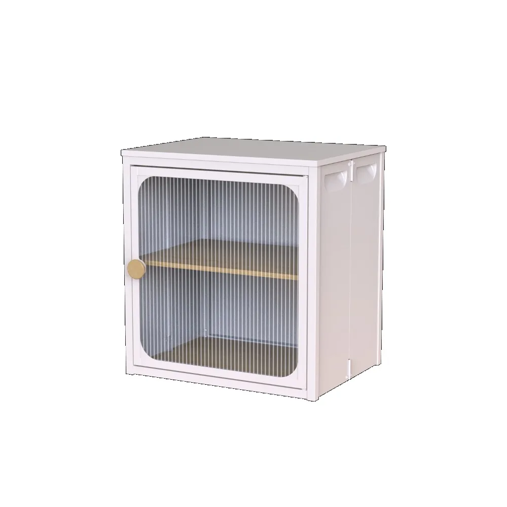 Single Sturdy & Convenient Fordable Cabinet, Durable Steel-Wood Combo with Anti-Slip Design & Quick Fold & Install, White