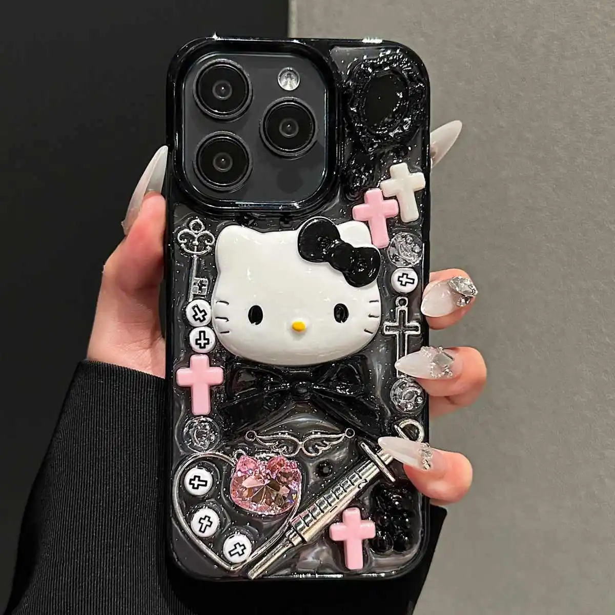 

Cute Hello Kittys Rhinestone Bling Crystal Phone Case for Iphone 16 12 13 14 15Pro Max X Xs Xr 7 8 Plus Se Anti-Fall Shell Girl
