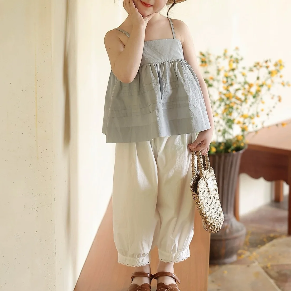 2025 childrens summer new versatile lace mosquito repellent pants for girls fashionable casual pants