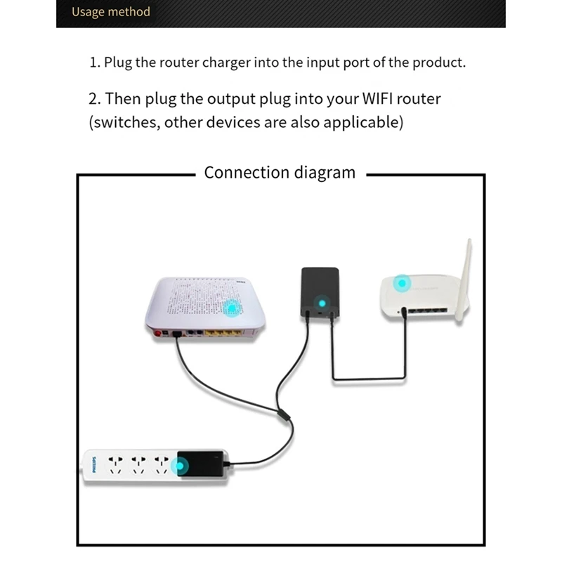 Mini UPS Battery Backup 24W 2200Mah Uninterruptible Power Supply With DC Input DC12V 2A For Home Router Modem