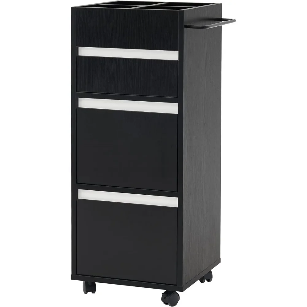 

Salon Trolley with Drawers Barber Cart Storage Cabinet Beauty Organizer Spa Equipment (Black)