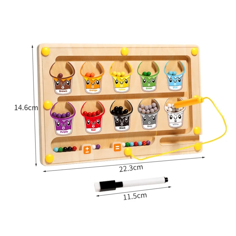 Labirinto de classificação de cores magnéticas 2 em 1, placa de desenho para crianças pequenas, montessori, correspondência de números, aprendizagem, contagem, brinquedo de atividade pré-escolar