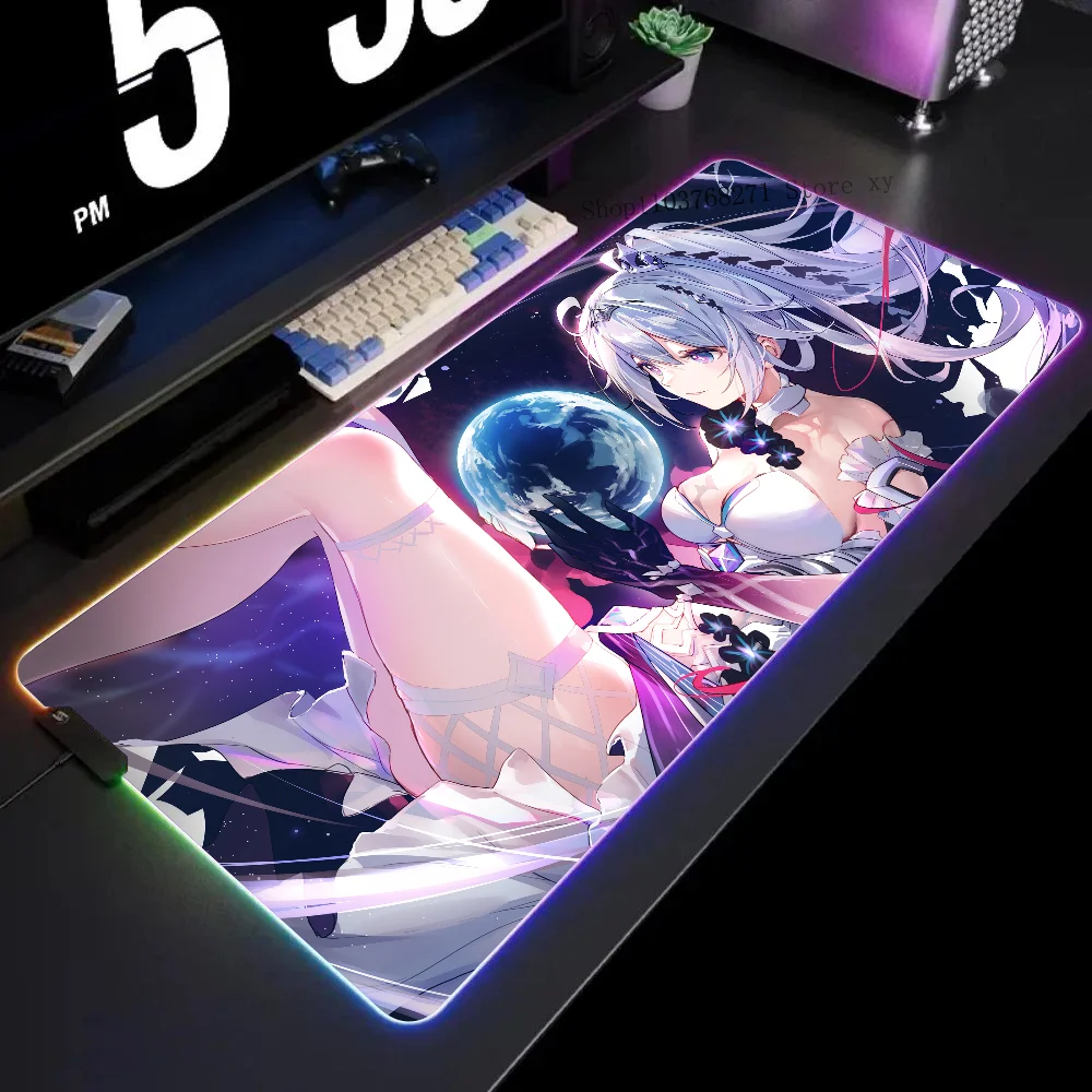 

Kiana Kaslana Honkai Impact 3rd Mousepad XXL RGB Gaming Mouse Pads HD Black Gamer Accessories Large LED