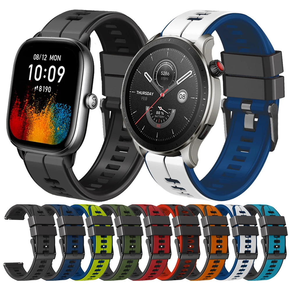 

Ремешок силиконовый для Amazfit GTR 4 3 Pro 2 2e GTR47mm / Pace 2S Stratos, браслет для часов Amazfit GTS 4 mini Bip U, 22 мм 20 мм