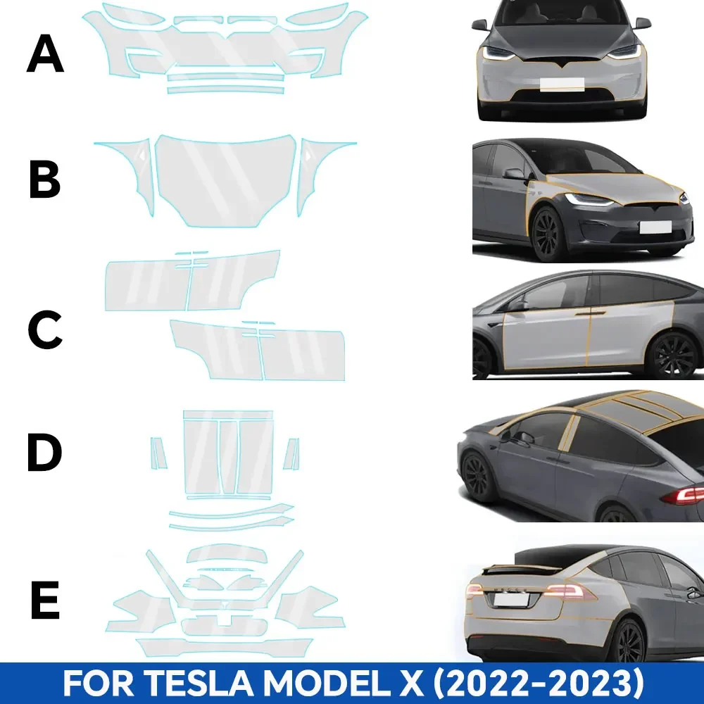 

TPU Car Bumper Paint Protection Film for Tesla Model X 2016-2021 2022 2023 Pre Scratch Resistant Clear Bra PPF Decal Kit Sticker