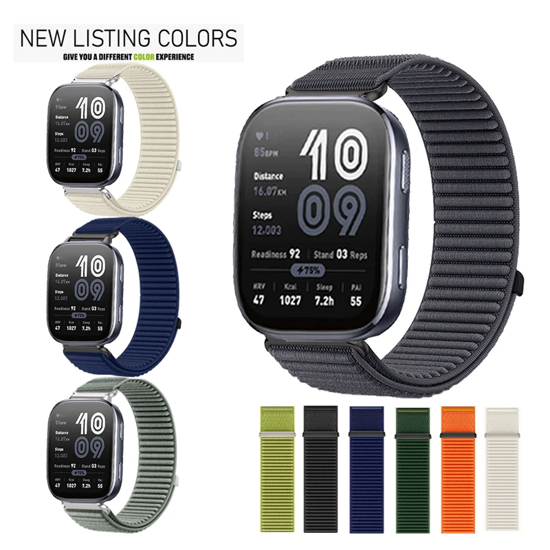 Bracelet de remplacement en nylon Velcro 20mm 22mm pour Huami Amazfit Bip 6 / Bip 5 / Unity / Bip 3 Pro S U Lite