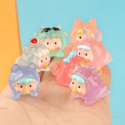 3D Resin Mini Cartoon Luminous Cute Girl Miniatures Flatback Embellishments Cabochons Figures Crafts Diy Decoden Parts Kawaii