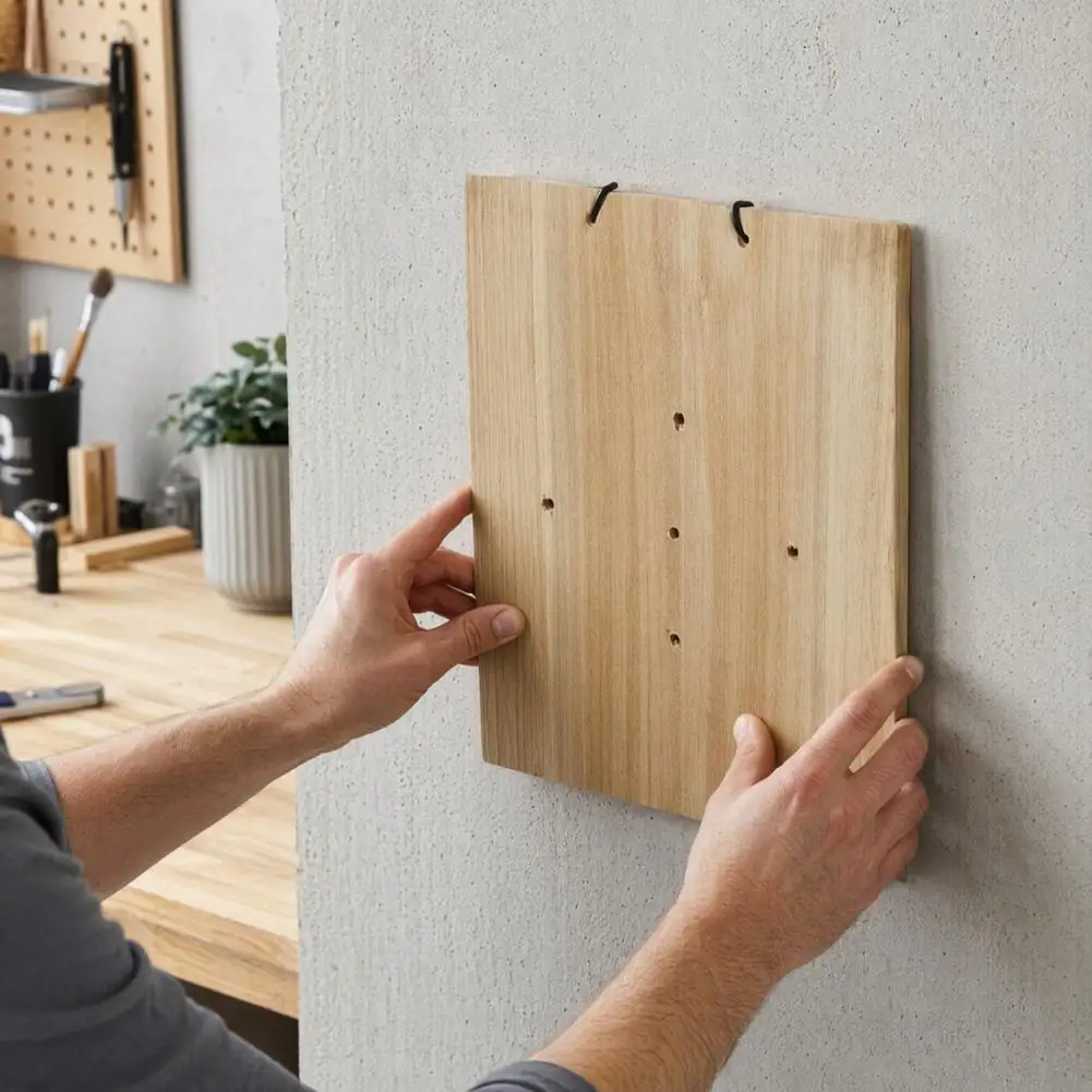 Pre-drilled Plant Hanger Staghorn Fern Hanger Board with Pre-drilled Holes Geometric Wooden Plant Wall Mount Vertical for Home