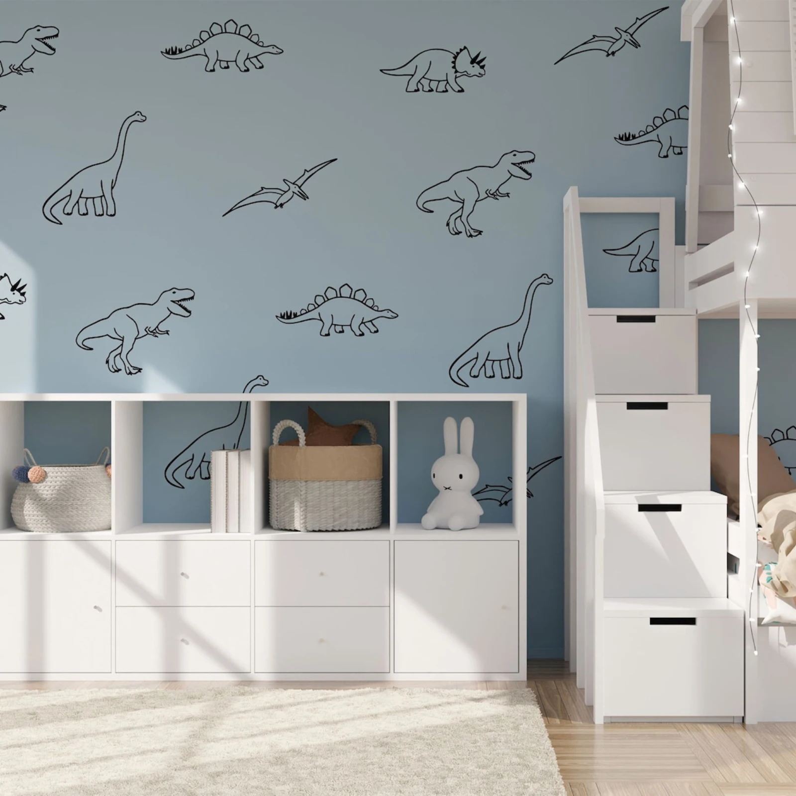 Removable Wall Decals for Kids  Multiple Dinosaur Cartoon Stickers Modifiable Display Area for Room  Wall Sticker Bedroom