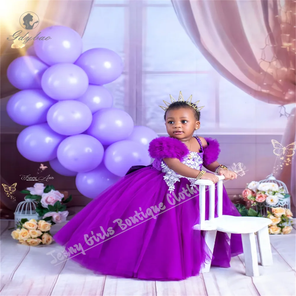 

Фиолетовое платье для девочек на день рождения, пышное белое кружевное платье с бантом для девочек-цветочниц, платья подружки невесты для фотосессии по индивидуальному заказу