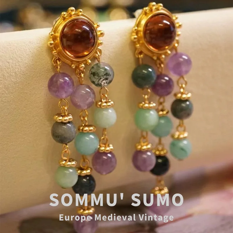 

Vintage Style Dangle Earrings in Qingdao with S925 Silver Needle, Geometric Shape and Brown Glass, Perfect for Summer 2024