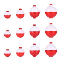 Red White Fishing Float Ball Hard Plastic Round Buoy Fishing Floating Tool Gadget Float Ball Mini Fishing Bobber Floats Set