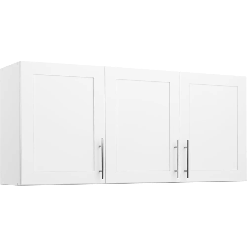 

White 54-Inch Wide Wall-Mounted Storage Cabinet with Panel Doors, Adjustable Shelf for Bathroom or Pantry Use
