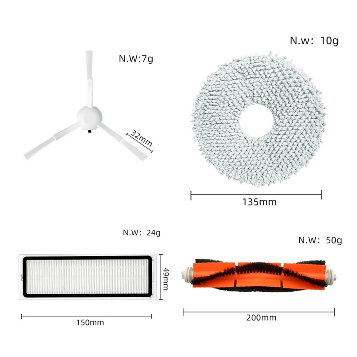 Accesorios para Robot aspirador Xiaomi S10 + / S10 Plus, cepillo lateral principal, filtro Hepa, mopa, trapo, piezas de repuesto