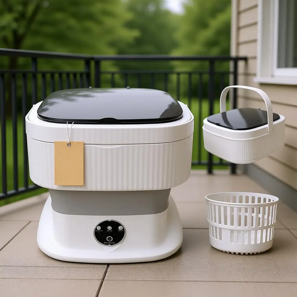 

Портативная складная мини-стиральная машина и сушилка 2-в-1, 15 л (серая)