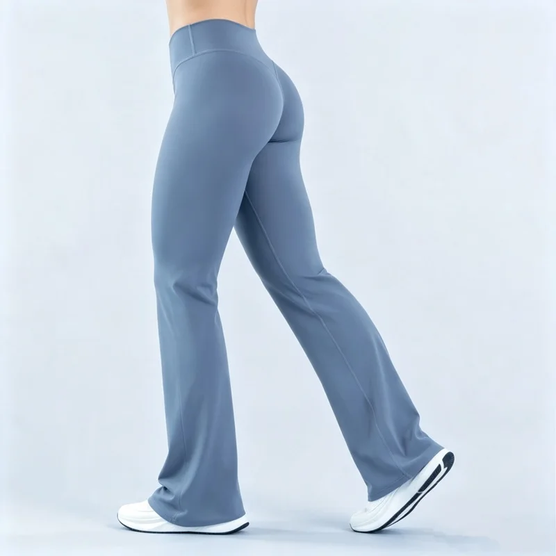 HISTELLO Gym Flared Leggings Women Quick Dry Yoga Pants Slim Sports Wide Leg Trousers Pilates Fitness Hip Lift Bootcut Leggings