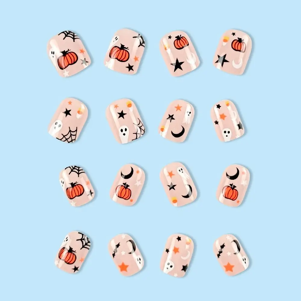 Manicure Halloween False Nails French Funny Pumpkins Press on Nails Detachable Cartoon Nail Tips Women