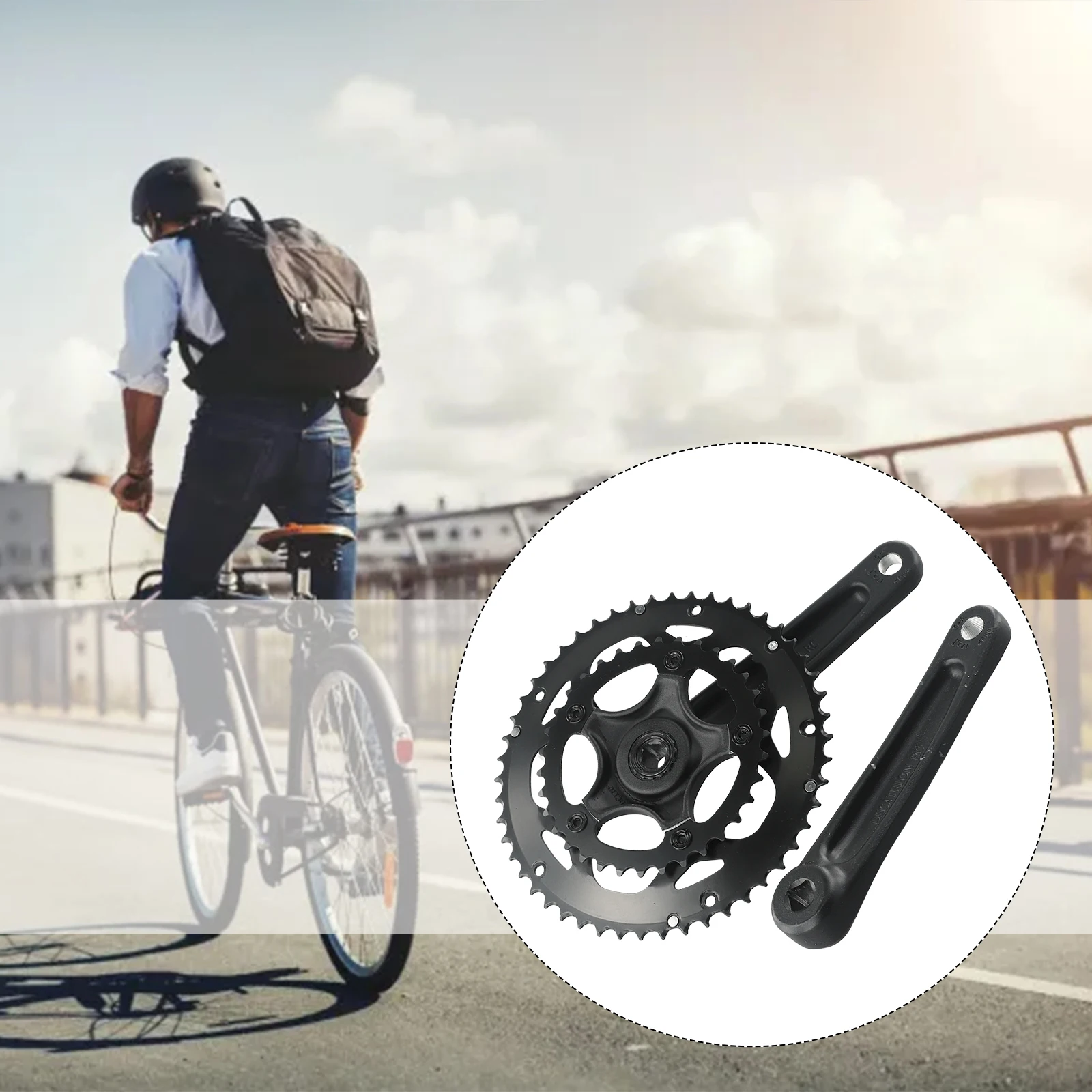 

Robust Double Chainwheel Set Made of AL6061 Aluminum for For road Bike Cranksets Compatible with Various Speed Chains