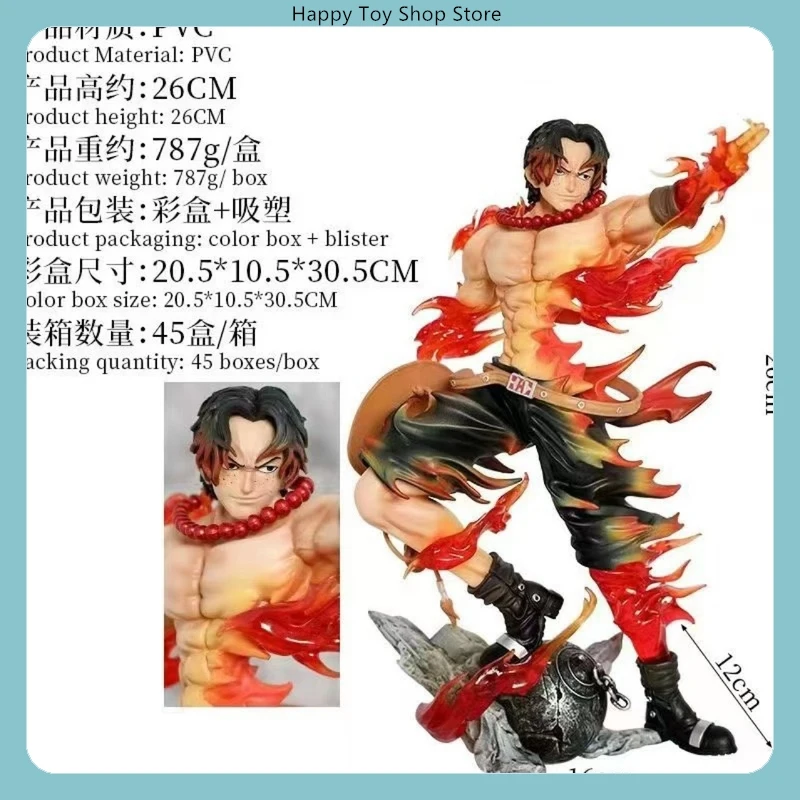 ​ Una pieza llama Ace flor versión dedo sonrisa escena 26cm figura de Anime estatua decoración de escritorio regalo ​