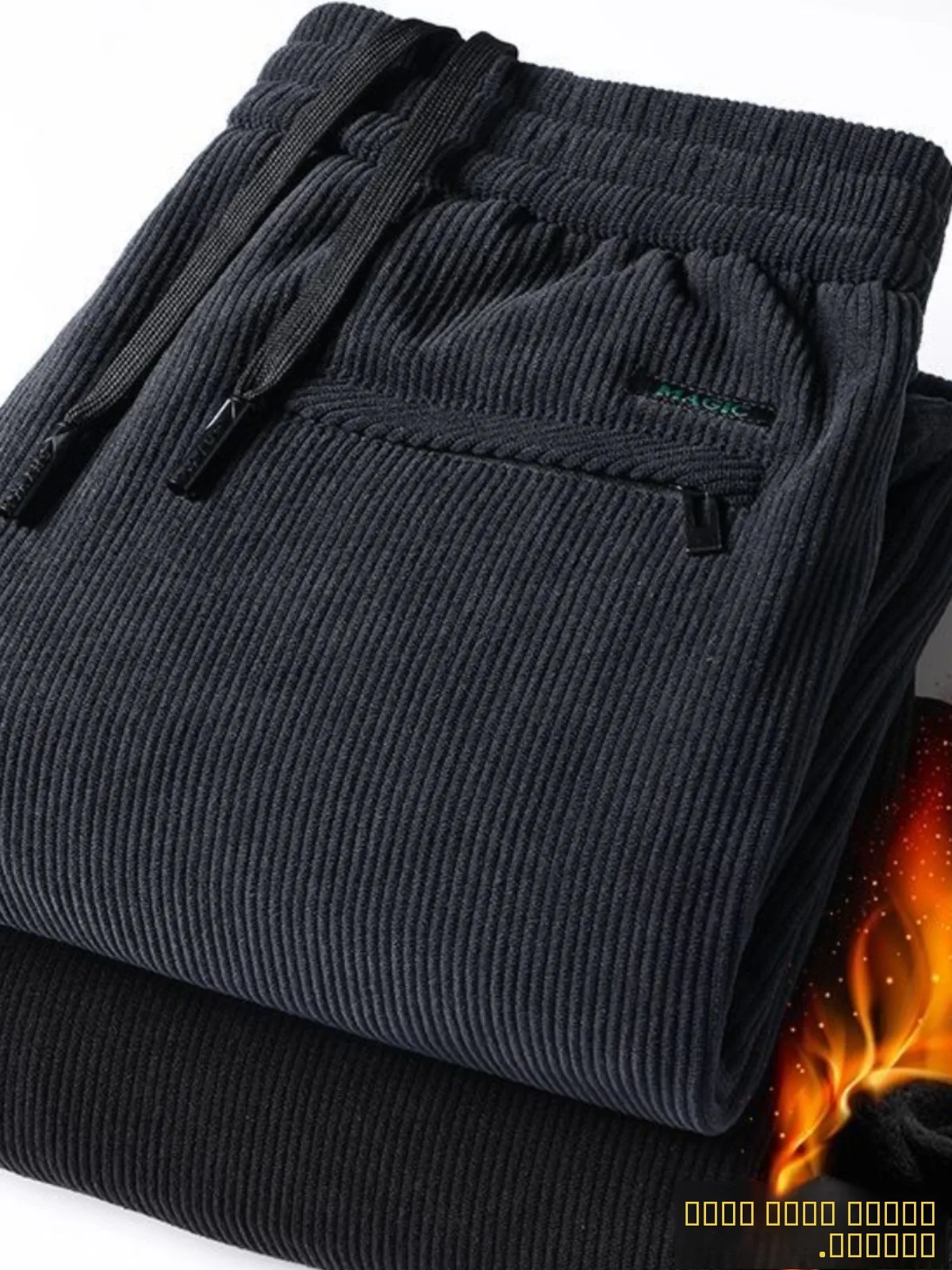 

Corduroy Men's Casual Pants Loose Fit Thiened Autumn Winter Straight Leg Elastic Waist Deep Crotch Faion Urban Sle