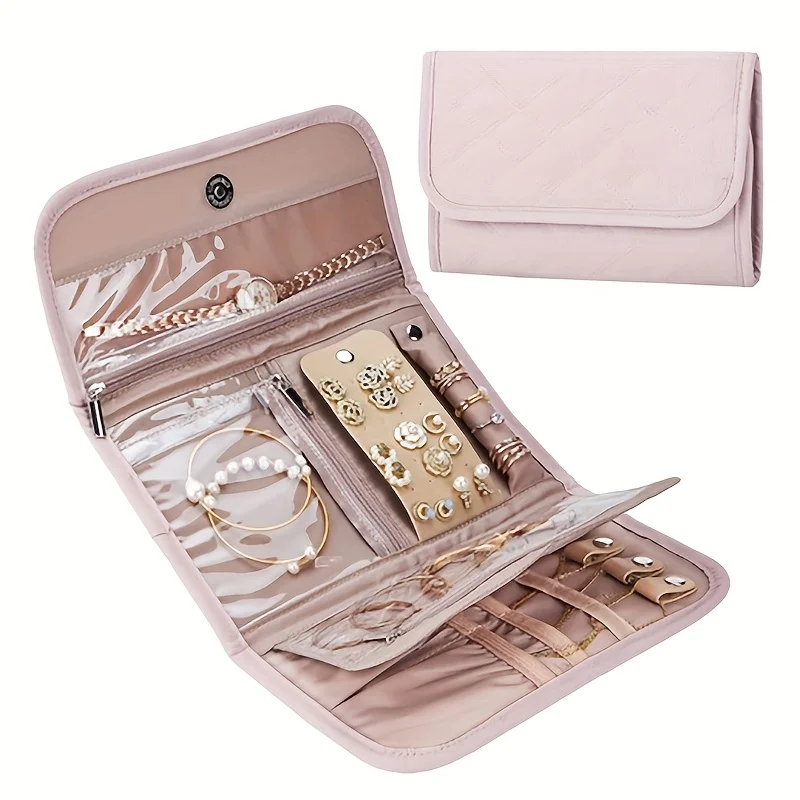 Lightweight Portable Makeup Bag Travel Foldable Compac Multifunctional Jewelry Case for Earrings and Jewelry Storage Bags