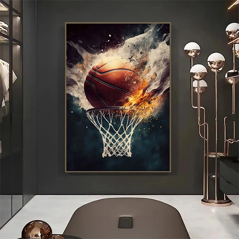 Nordic Colorful Sport Basketball Posters Prints Canvas Painting Sports Wall Art Picture for Kid Teen Boys Gift Room Gym Decor