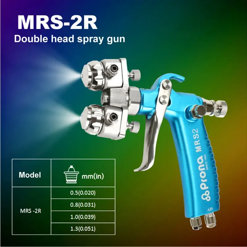 Prona MRS2-2R 1.3mm Double Nozzle Chrome Gun Dual Head Air Coating Spray Gun, HVLP High Pressure Nano Chrome Paint Spray Gun