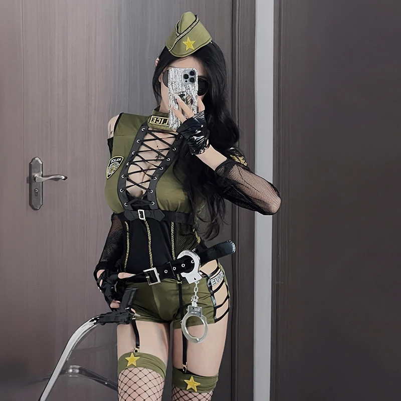 Sexy Politie orm Kostuum Set Halloween Bar Stage Performance Outfit Trendy Air Steward Kostuum Dames Faion