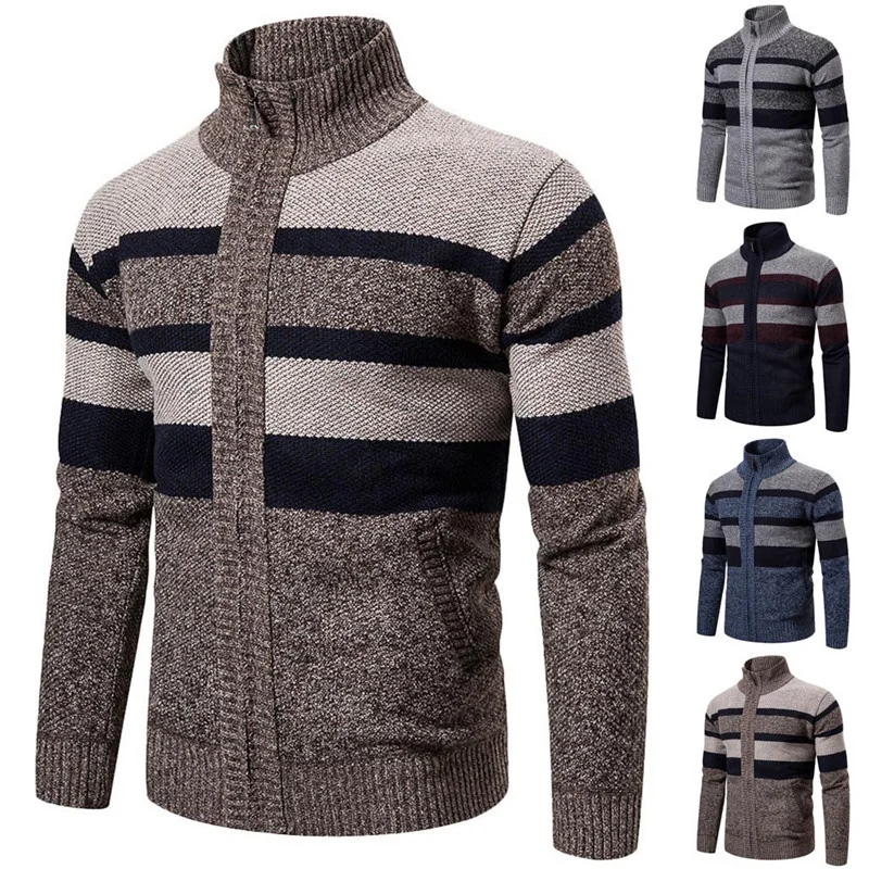 

Sweater Men Knitted Jumper Zipper Winter Turtleneck Coat Long Sleeve Cardigan abrigo hombre Christmas Outcoat 2024