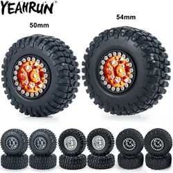 YEAHRUN 4PCS Metal Wheel Rims and Rubber Tires Kit for 1/24 Axial SCX24 AX24 FMS FCX24 1/18 TRX4M RC Crawler Car Wheels Parts