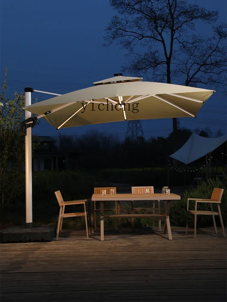outdoor leisure table and chair combination home garden rattan chair courtyard sunshade Roman umbrella