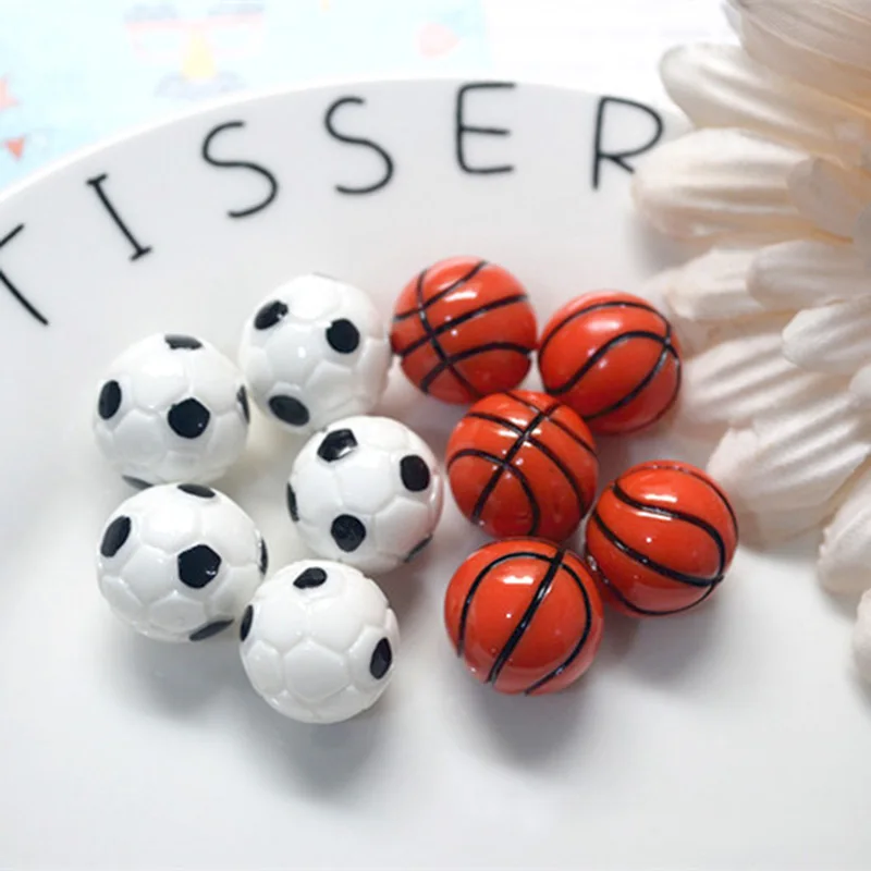 5pcs 3D Miniature Football Soccer Basketball Decoration 15mm Badminton Kit Figurines Morden Handmade DIY Accessories