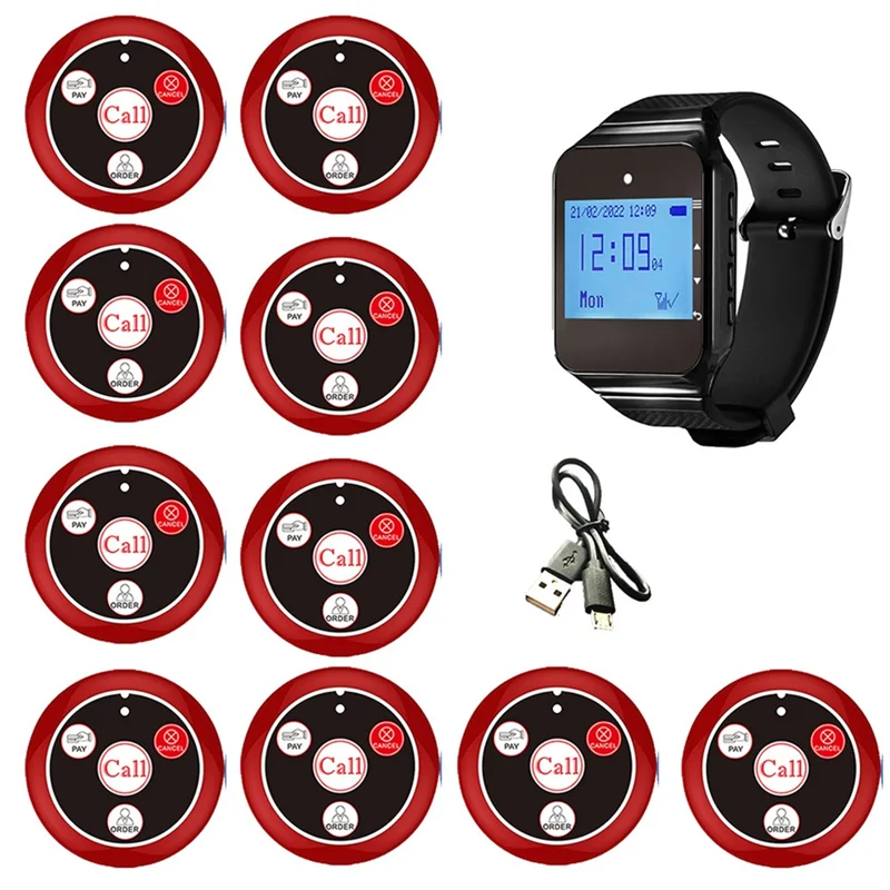 Stylish-Wireless Restaurant Pager Waiter Calling System With Watch Call Button For Hookah Bar Cafe Bar Customer Service