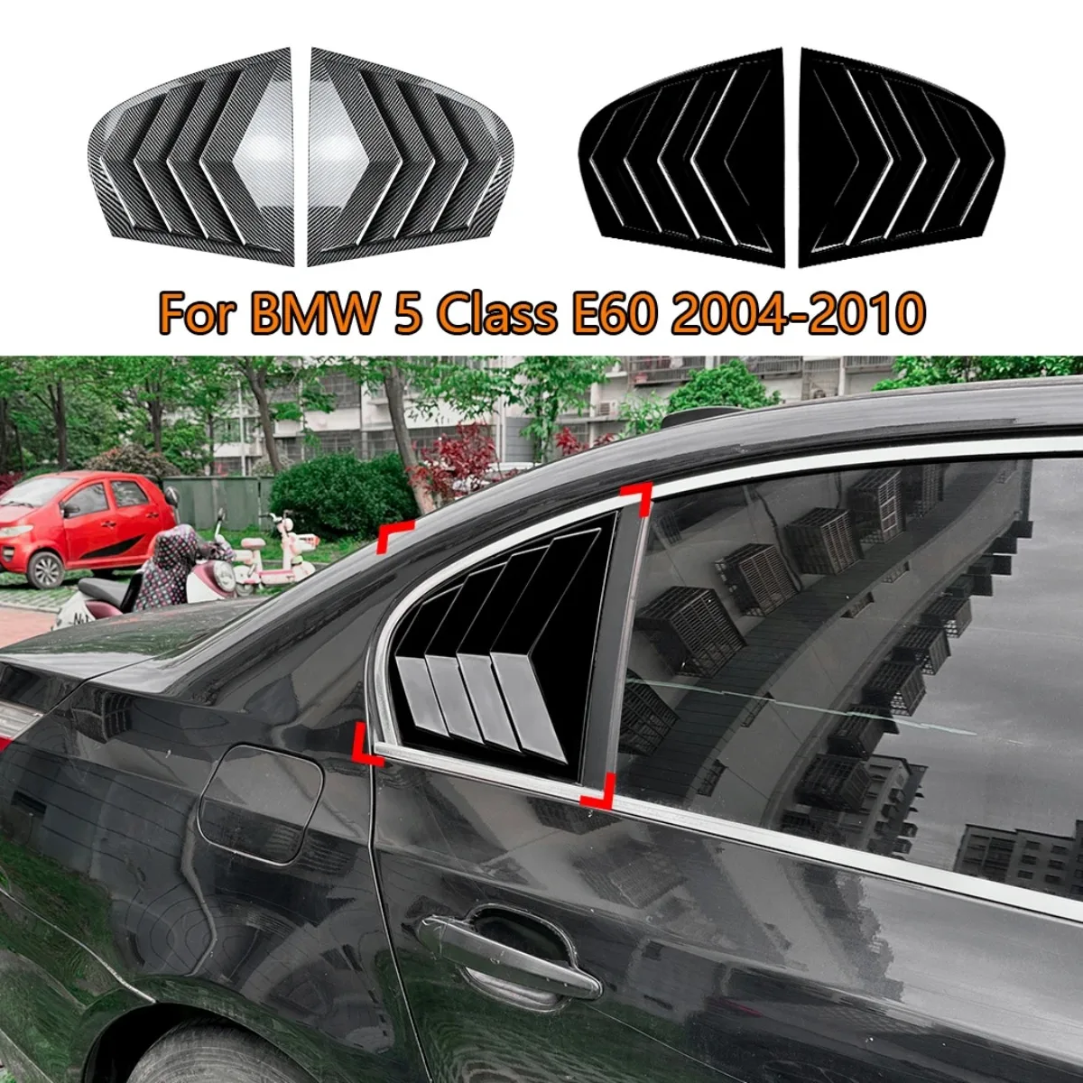 Par de cubiertas decorativas para las persianas de las ventanas laterales traseras para BMW Serie 5 E60 2004-2010 E60 Louvers