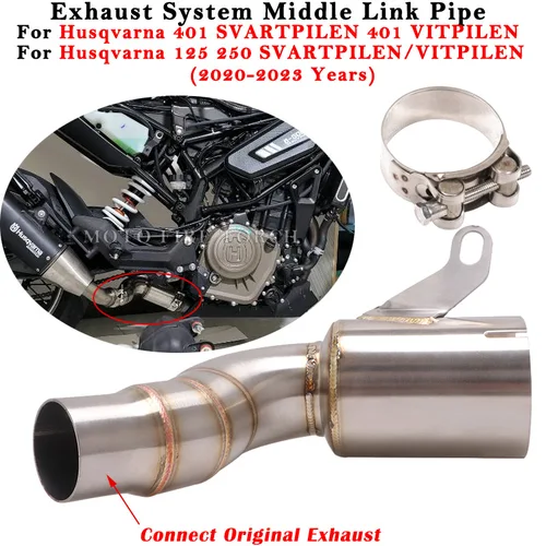 Para Husqvarna 401 125 250 SVARTPILEN VITPILEN 2020 2021 2022 2023 Escape de motocicleta silenciador modificado tubo de enlace medio