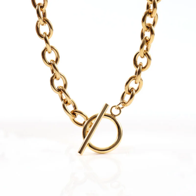 2022 Fashion New Chunky Chain Necklace Women Simple Toggle Clasp Stainless Steel Chain Necklace for Women Jewelry Gift