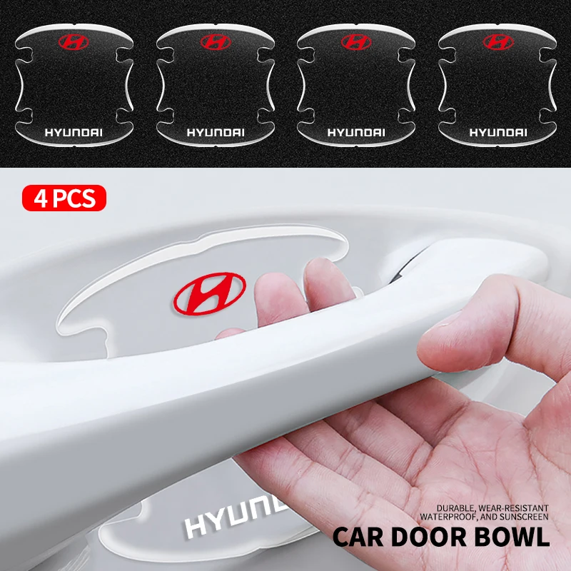 4 قطعة مقبض باب السيارة وعاء الباب ملصق شفاف لشركة هيونداي توكسون أكسنت إلنترا سانتا في سوناتا I30 I40 ix25 ix35 سولاريس #1