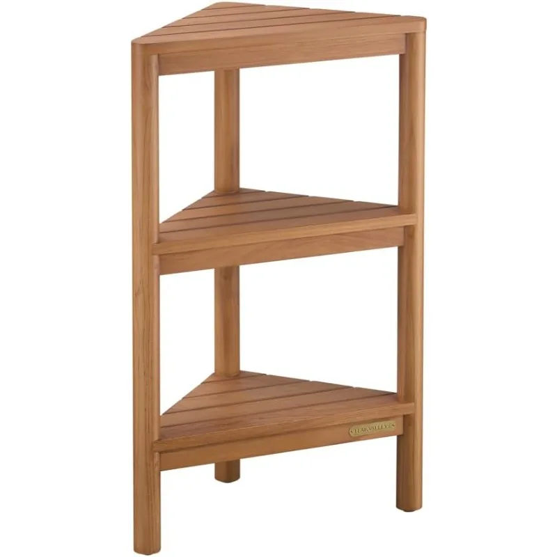 

Fully Assembled Teak Corner Bath Shower Storage Stand, Corner Shelves, Shower Caddy 26.5"