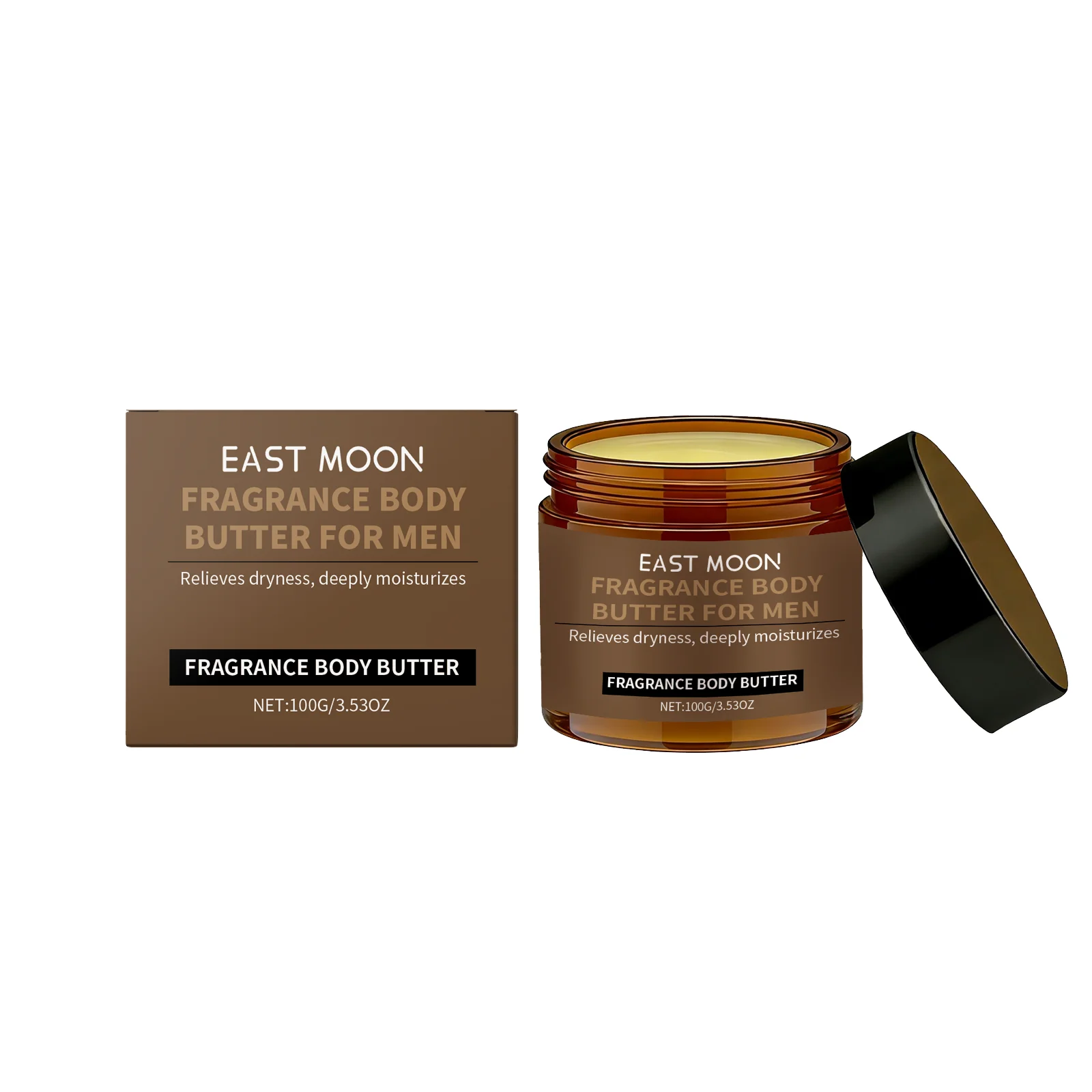 EAST MOON Fragrance Body Butter For Men, moisturizes skin, makes it smooth and hydrated, refreshing and non-greasy.