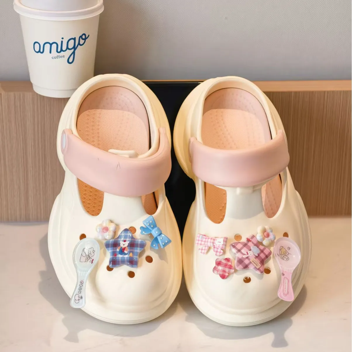 Picture 4: 10Pcs Blue Pink Series Bow Shoe Charms Set Kawaii Resin Decoration Accessories Removable Shoes Accessories Xmas Party Gifts