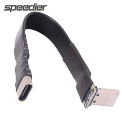 Wholesale USB 3.1 Flat Cable Type-C Male to Type-C Female Flexible Cable 90° Up Downward 10Gbps USB C to USB-C Built-in Extender