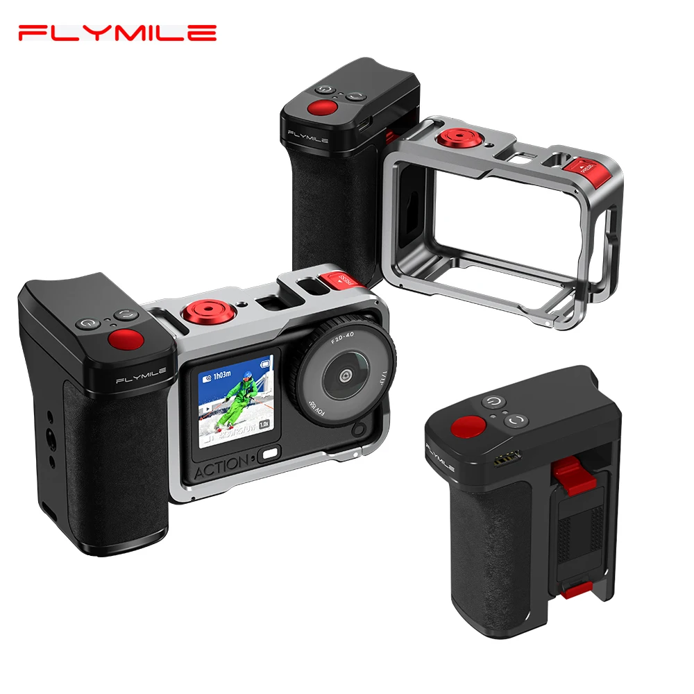 

Держатель-рукоятка Flymile Bluetooth с пультом ДУ для DJI Action 6/5 Pro/4, аксессуар с кнопкой спуска затвора